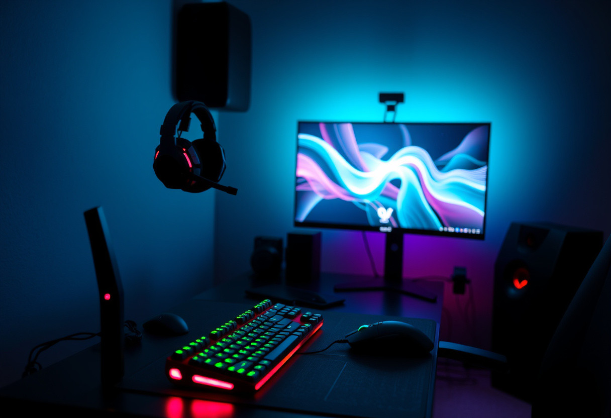 Esport gaming-utrustning: tangentbord, mus och headset